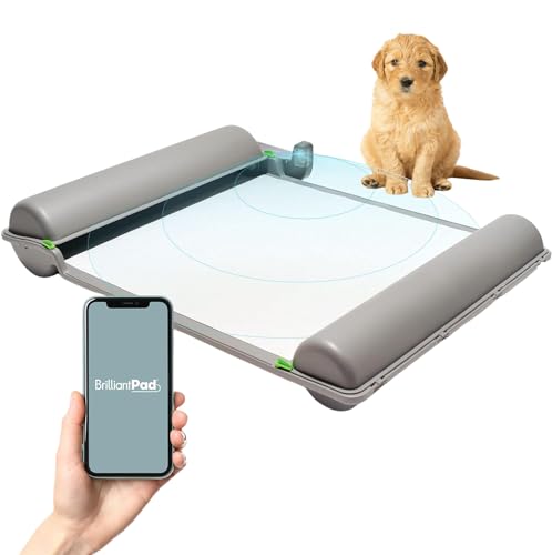 BrilliantPad Smart Indoor Dog Potty for Small Pets | Self Cleaning with Odor Control, AI Health Monitoring, Puppy Training Alternative to Grass Turf | Includes 1 Absorbent Pad Roll & Smartphone App