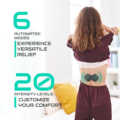 Pro 1000 Wireless Tens Unit for Pain Relief - Mini Tens Massager Portable Electric Muscle Stimulator - Deep Tissue EMS Pain Management Device - Pulse Therapy for Back Shoulder Neck Leg Arm (2 Pads)