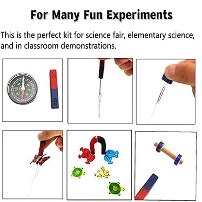 Physics Science Magnets Kit for Education Science Experiment Tools Icluding Bar/Ring/Horseshoe/Compass Magnets
