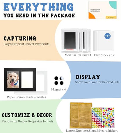 MYPAWLETS Inkless Pet Paw Print Kit,Clean Touch Ink Pad for Dog Paw Prints,Mess-Free Paw Print Stamp Pad for Dogs Cats,Dog Nose Print Kit,Personalized Pet Lover,Dog Mom Gift-4M