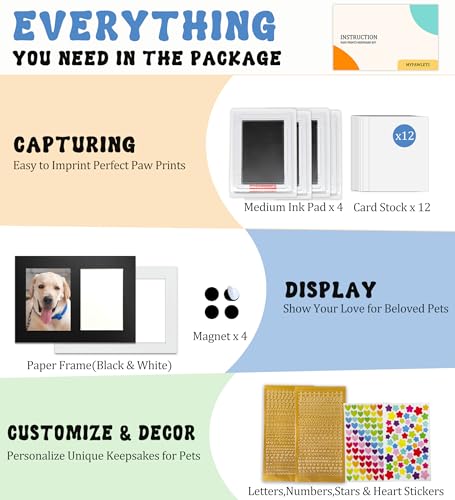 MYPAWLETS Inkless Pet Paw Print Kit,Clean Touch Ink Pad for Dog Paw Prints,Mess-Free Paw Print Stamp Pad for Dogs Cats,Dog Nose Print Kit,Personalized Pet Lover,Dog Mom Gift-4M