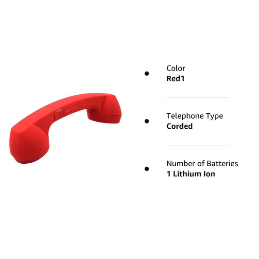 Retro Phone Handset with Wireless Bluetooth and USB Handsets for Cell Phones Radiation-Proof Comfortable Call (Red)