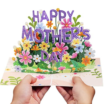 Paper Love Frndly 3D Happy Mothers Day Pop Up Card, Handcrafted - 100% Recycled and Eco-Friendly, 8" x 6" Cover - with Note Tag
