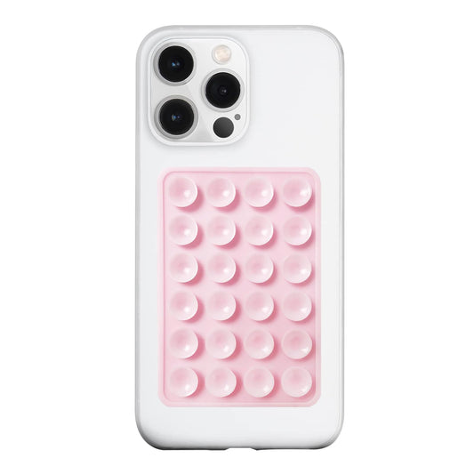 LvShuLiangPin Silicone Suction Phone Case Mount, Silicon Adhesive Phone Accessory for Smartphones, Hands-Free Mirror Shower Phone Holder for Selfies, Tiktok Videos (Light Pink)
