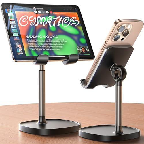 LISEN Cell Phone Stand Adjustable for iPhone Phone Holder for Desk, Office Desk Accessories Computer PC for iPhone Stand Gaming Essentials Fit Otterbox Case Phones Switch Kindle iPad Air Tablet 4-10in