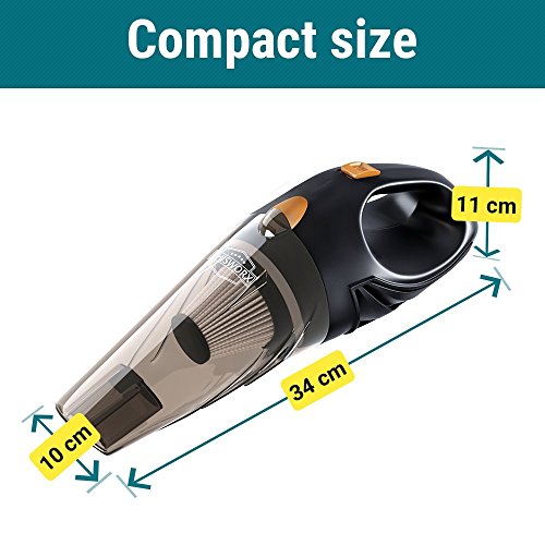 THISWORX Car Vacuum Cleaner - Portable, High Power, Handheld Vacuums w/ 3 Attachments, 16 Ft Cord & Bag - 12v, Auto Accessories Kit for Interior Detailing - Black