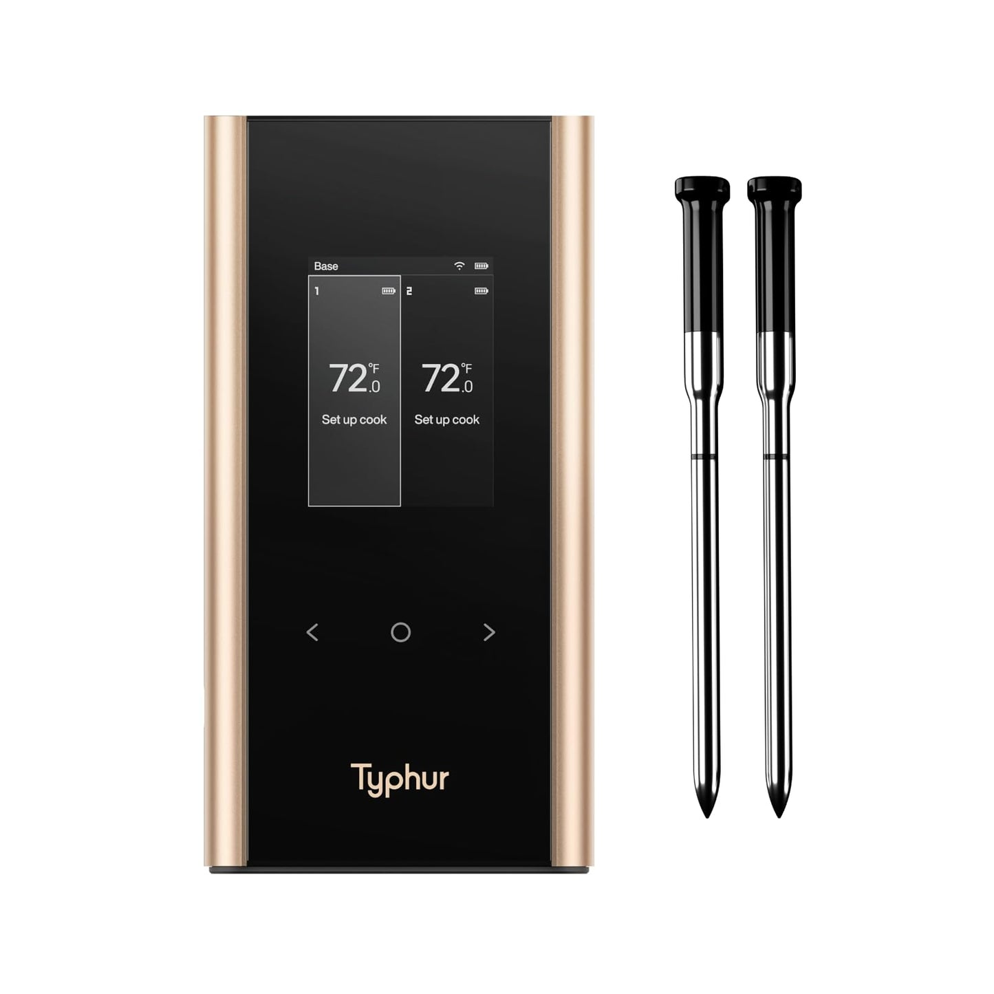 Typhur SYNC Gold Wireless Meat Thermometer | Two Slim Probes | 10x Stronger Signal Than Bluetooth | Reliable Readings Through Closed Smoker, Kamado Grill, BBQ, and Tough Obstacles | Easy-to-Use Base