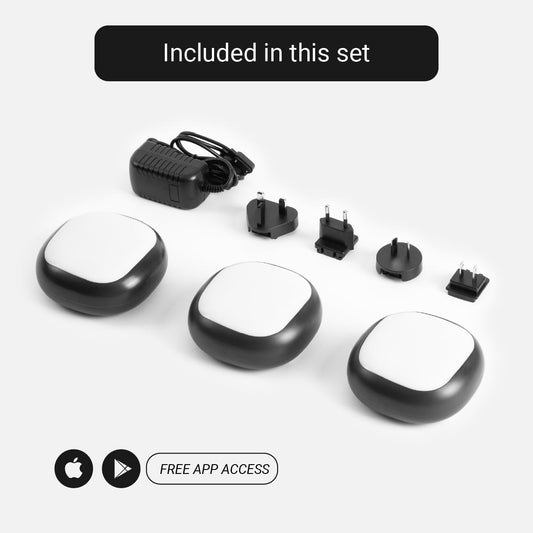 A-Champs ROX Training Kit – LED Light Pods with Light, Sound & Vibration Signals & Free App for Speed, Agility, Reaction & Cognitive Training – Perfect for Athletes, Coaches, Fitness & Rehab (3-Pack)