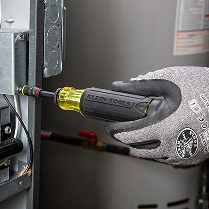 Klein Tools 32304 Screwdriver, 14-in-1 Adjustable Screwdriver with Flip Socket, HVAC Nut Drivers and Bits, Impact Rated