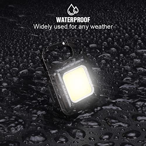 FFKQBH LED Flashlight Cob Keychain Work Light, Triple Light Flashlight with 3 Modes, EDC Purse Light, Rechargeable Flashlights for Home, Camping, Walking (4)