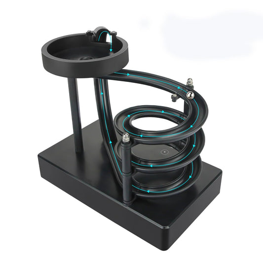 Kinetic Art Perpetual Motion Machine Desk Toy, Non-Stop Rolling Ball Funny Toys Stress Relief Cycle Device, Educational Science Newtons Physics Gadget Desktop Decor for Home and Office - Black