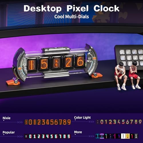Divoom Times Gate - Cyberpunk Gaming Setup Digital Clock with Smart APP Control, WiFi Connect, RGB LED Display, Personalized Dashboard, Pixel Art for Gaming Room & Office Decor(Sliver)
