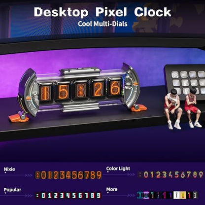 Divoom Times Gate - Cyberpunk Gaming Setup Digital Clock with Smart APP Control, WiFi Connect, RGB LED Display, Personalized Dashboard, Pixel Art for Gaming Room & Office Decor(Sliver)