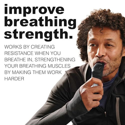 POWERbreathe - Breathing Exercise Device, Breathing Trainer and Therapy Tool to Strengthen Breathing Muscles and Help Lung Capacity, Handheld Inspiratory Muscle Trainer - Black, Medium Resistance