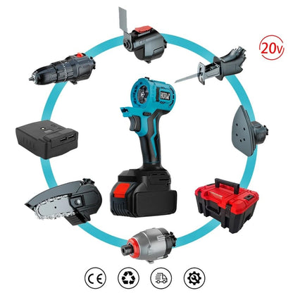 GOWE 20V Cordless Power Tool Combo Kit 20 Tool Set Brushless Multifunctional Electric Screwdriver Electric Saw Water Gun Polishing Machine Reciprocating Saw Swinging Chainsaw (Combo Kit 20 Tool Sets)