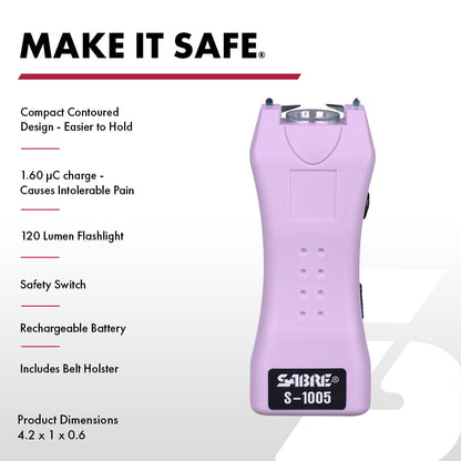 SABRE Pepper Spray & 2-in-1 Stun Gun with Flashlight, Self Defense Kit, Fast Flip Top Safety, Finger Grip for Better & Faster Aim, Painful 1.60 µC Charge, 120 Lumen LED Light, Rechargeable, 0.54 fl oz