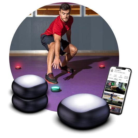 A-Champs ROX Training Kit – LED Light Pods with Light, Sound & Vibration Signals & Free App for Speed, Agility, Reaction & Cognitive Training – Perfect for Athletes, Coaches, Fitness & Rehab (3-Pack)