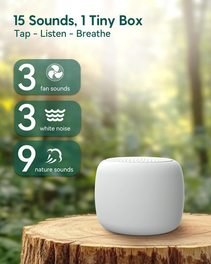 Babelio White Noise Sound Machine for Adults Kids Baby, Portable Travel Sound Machine for Sleep, Mini Size, 15 Non-looping Sounds, Timer, Memory Function, Easy to Pocket and Travel White