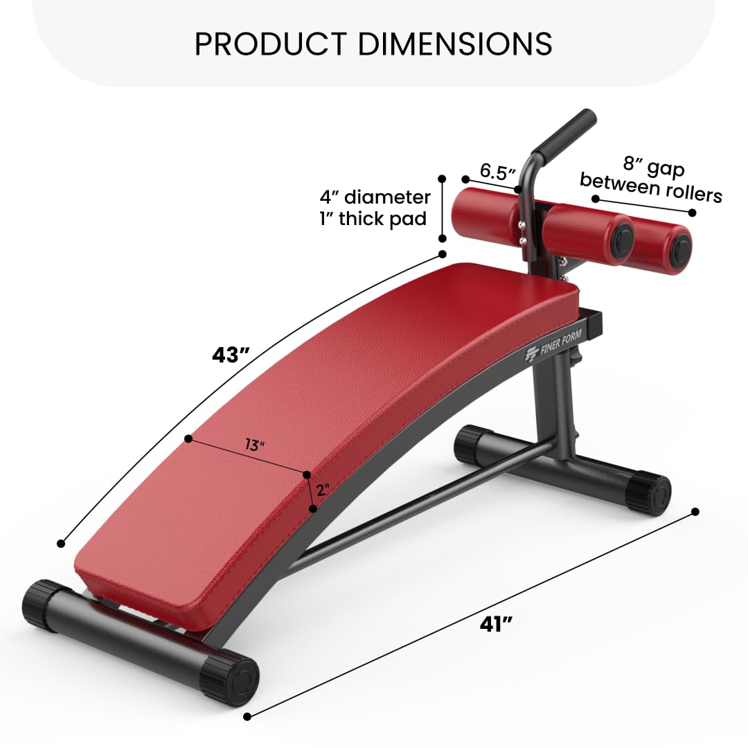 Finer Form Gym-Quality Sit Up Bench with Reverse Crunch Handle - Curved Ab Workout Bench for Your Home Gym. More Effective than an Ab Machine or Ab Roller. Get Abdominal Weight Bench for Decline Bench Press Right in Your Home Gym