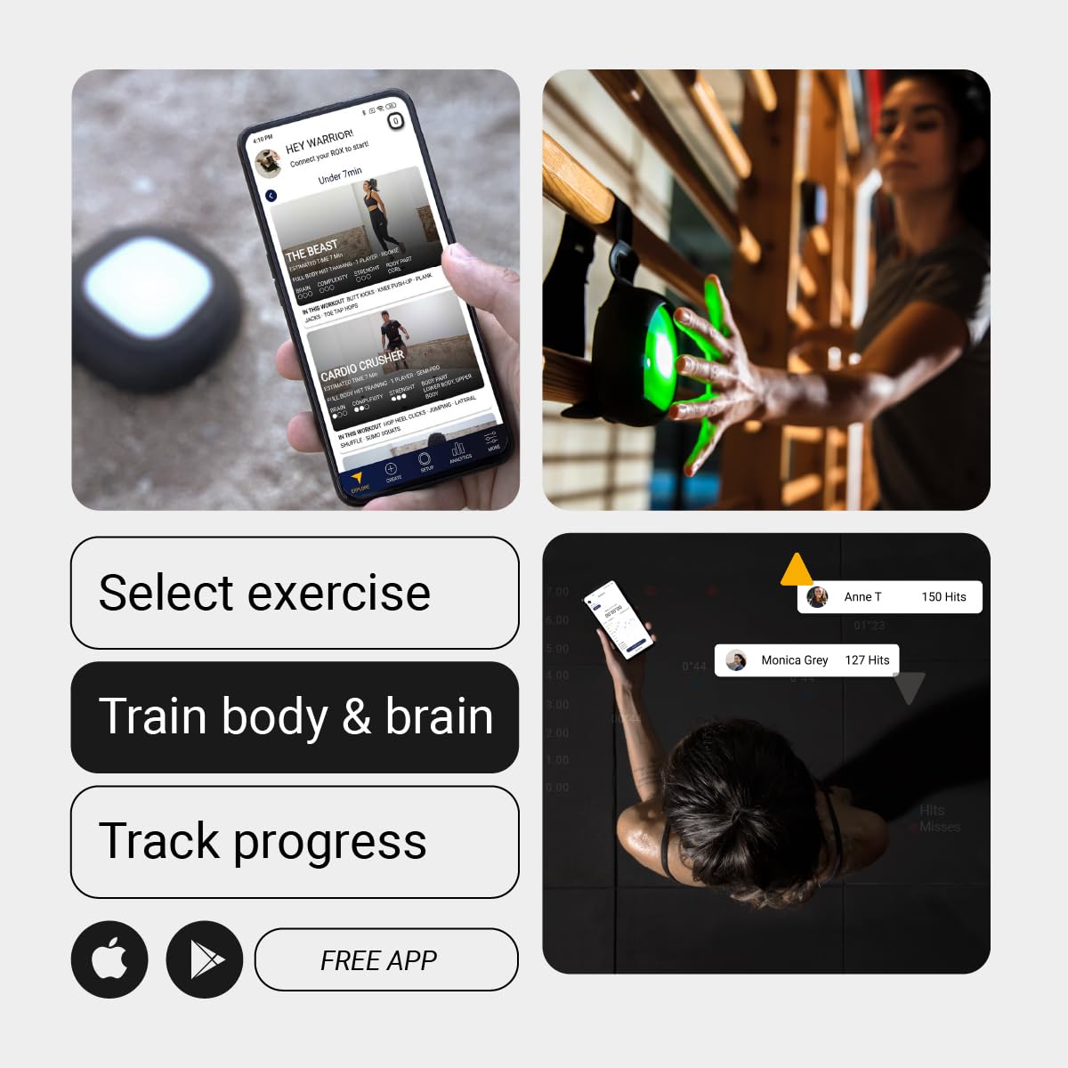 A-Champs ROX Training Kit – LED Light Pods with Light, Sound & Vibration Signals & Free App for Speed, Agility, Reaction & Cognitive Training – Perfect for Athletes, Coaches, Fitness & Rehab (3-Pack)