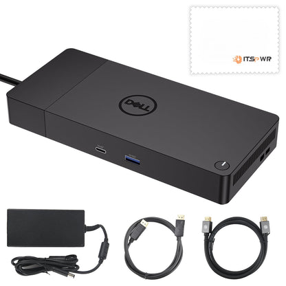 Dell WD19S 180W Docking Station, USB-C, 3 External Display, HDMI, Dual DP, Power Charge up to 130W + ITSPWR Bundle with HDMI 4K Cable + DP Cable+ Cleaning Cloth