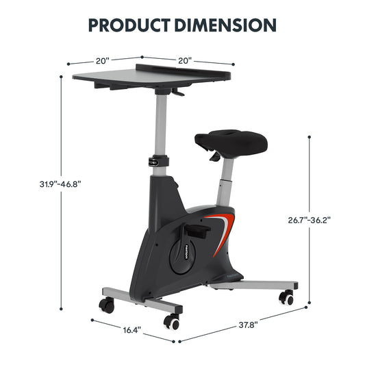 FLEXISPOT Home Office Workstation Upright Stationary Fitness Exercise Cycling Bike Height Adjustable Standing Desk - Deskcise Pro Black