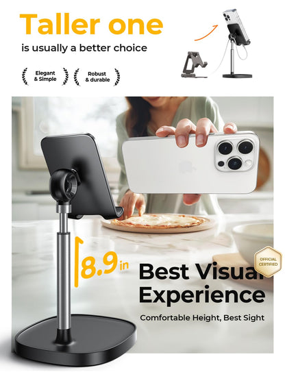 LISEN Cell Phone Stand Adjustable for iPhone Phone Holder for Desk, Office Desk Accessories Computer PC for iPhone Stand Gaming Essentials Fit Otterbox Case Phones Switch Kindle iPad Air Tablet 4-10in