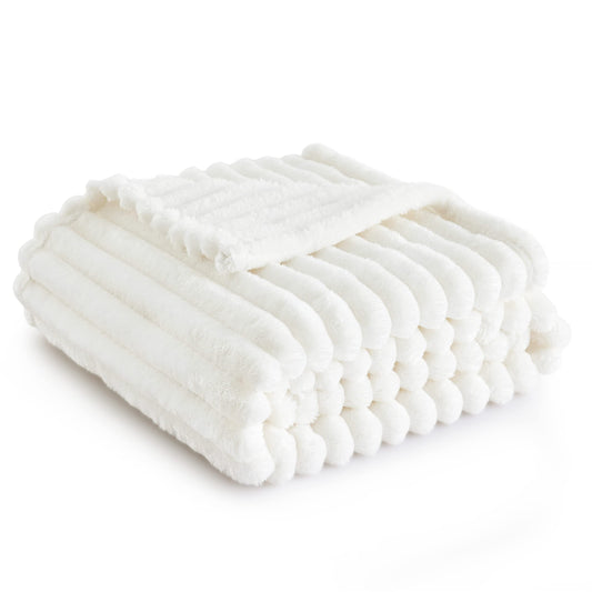Bedsure White Throw Blanket for Couch - GentleSoft Cozy Soft Blankets for Women, Cute Small Fleece Throws for Girls, Birthday Gifts for Women, Mothers Day Decor Gifts for Mom, Off White, 50x60 Inches