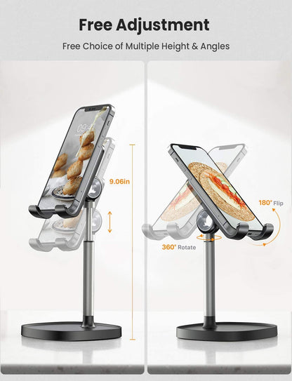LISEN Cell Phone Stand Adjustable for iPhone Phone Holder for Desk, Office Desk Accessories Computer PC for iPhone Stand Gaming Essentials Fit Otterbox Case Phones Switch Kindle iPad Air Tablet 4-10in