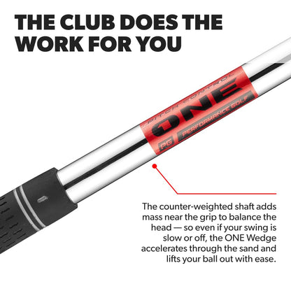 Performance Golf ONE Wedge | Accelerates The Club Through Any Lie | Solid Shots | No Chunking | Gets You On The Green in One Shot (56 Degrees, Right)