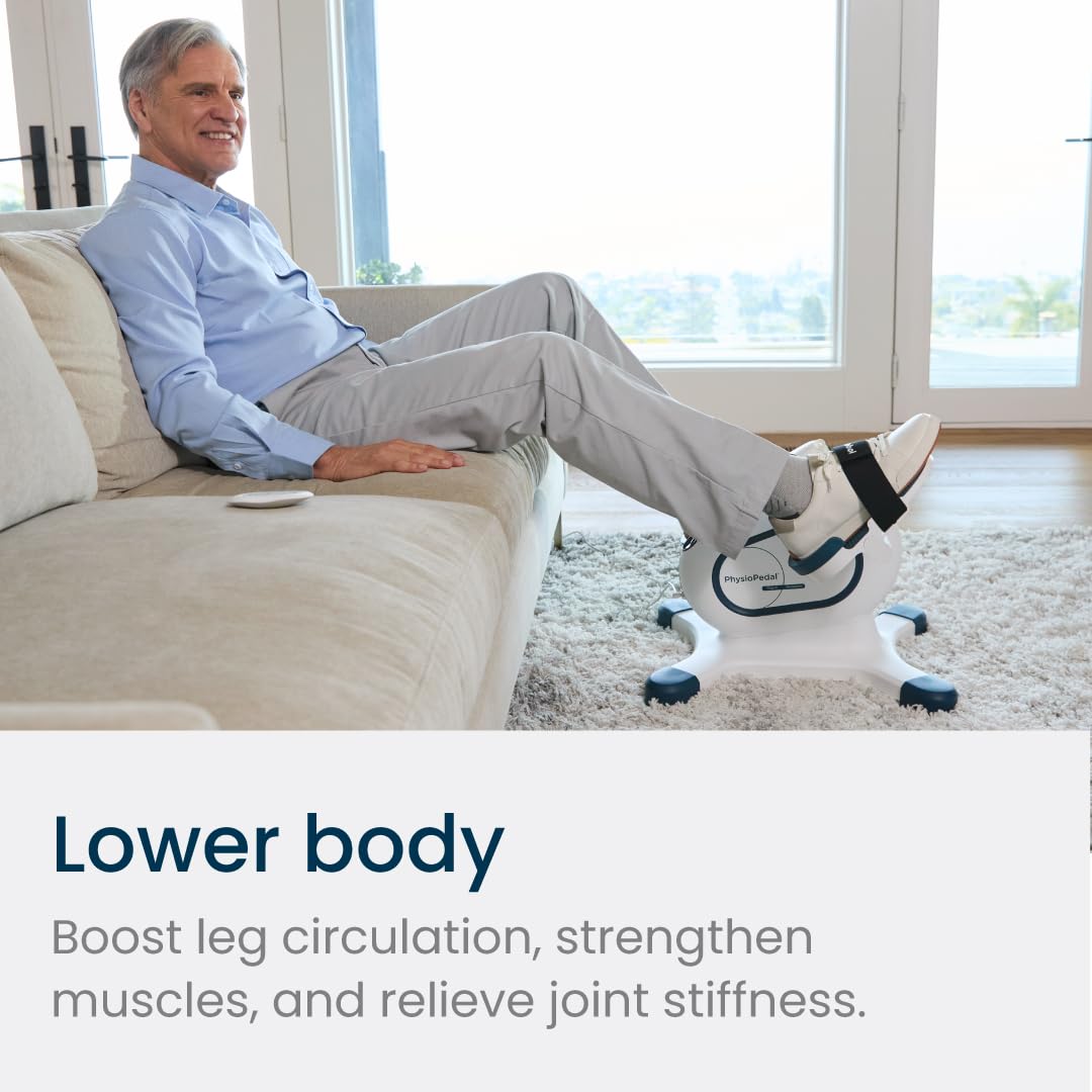 PhysioPedal® Arm & Leg Pedal Exerciser, Dual Mode, 8 Motorized Speeds, 8 Adjustable Resistance Levels, LED Display, Magnetic Remote, Low-Impact Exercise for Joint Health & Mobility