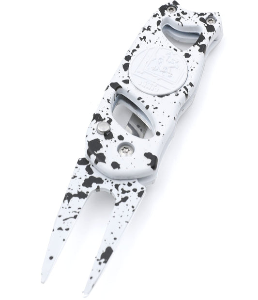 Links Golf Divot Tool with Foldable Pop-up Button & Magnetic Golf Ball Marker - Patented Golf Divot Tool and Ball Marker - (Monochrome Drip)