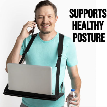 TopOffice Laptop Harness, Standing Laptop Harness, Mobile Walking Laptop Carrier, Adjustable Desk, Portable Laptop Stand, Hands Free Wearable Desk for Laptop (13") or Notebook