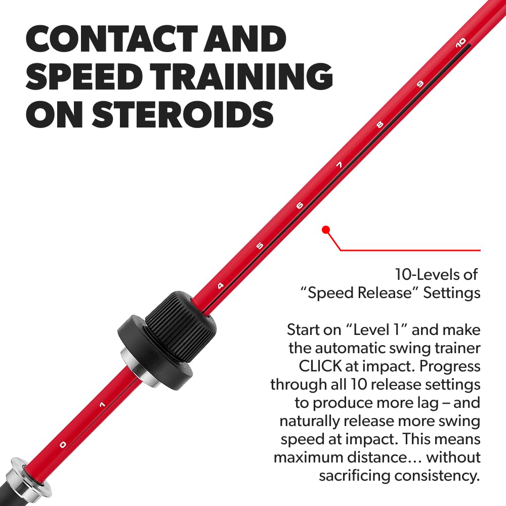 Performance Golf Click Stick - Swing Trainer for Automatic Release I Auditory Feedback I Core Golf Swing Mechanics Improvement (Standard Flex, Right)