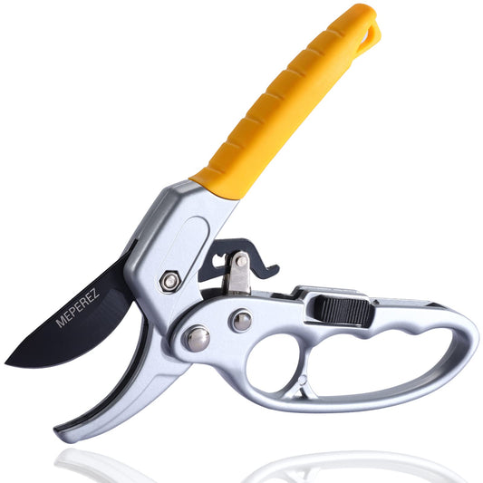 MEPEREZ Germany Pruning Shears, Arthritis Weak Hand Snips, Work 3 Times Easier, 1-Inch Cut Capacity Garden Clippers, Ergonomic handle, Rust resistant, high strength steel, Sharp
