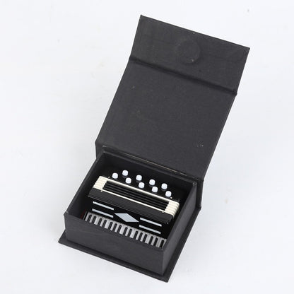 Dselvgvu Miniature Accordion with Case Mini Musical Instrument Accordion Replica Collectible Figurines Dollhouse Accessories Model Home Decoration Display Ornament (Black, 2.76"x2.36"x1.18")