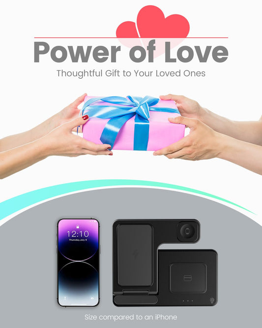 Wireless Charger iPhone Charging Station: 3 in 1 Charger Stand Multiple Devices for Apple - iPhone 16e 16 15 14 Pro Max 13 12 11 - Watch 10 9 8 7 6 5 4 3 2 SE and Ultra Series - Airpods 4 3 2 Pro