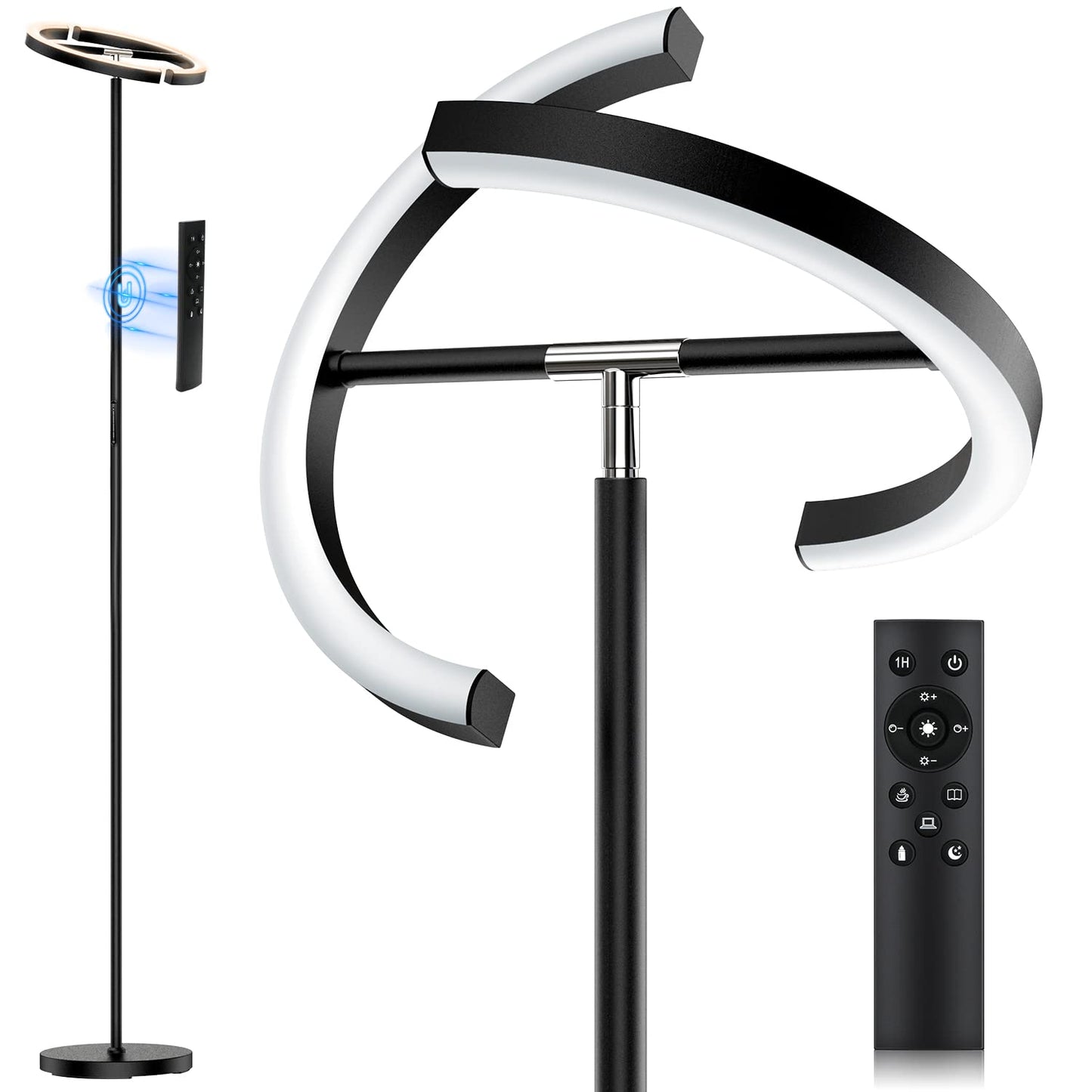 Floor Lamps for Living Room,SIBRILLE Modern Stepless Dimmable Standing Lamp 3000-6000K,22W LED Rotatable Reading Standing Light,Touch&Remote Control Uplighter Floor Lamp for Living Room Bedroom Office