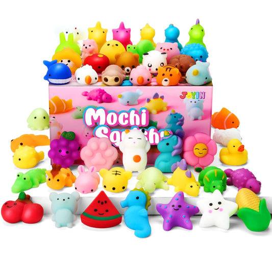JOYIN Mochi Squishy Toys Set, Random 25 Pack Mini Mochi, Party Favors for Kids, Kawaii Squishy, Stress Relief Toys, Basket Stuffers, Goodie Bags Fillers, Birthday Gifts, Classroom Prizes