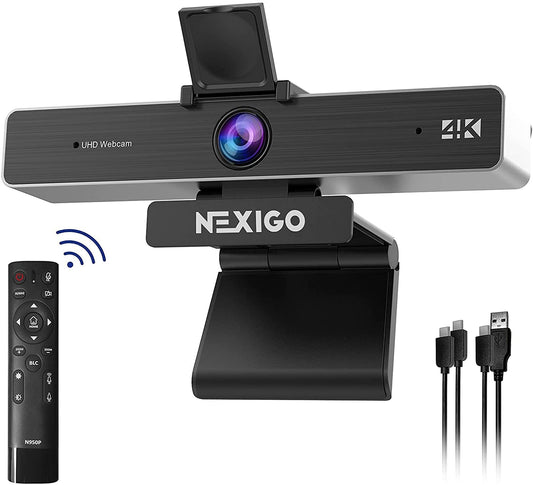 NexiGo Zoom Certified, N950P 4K Zoomable Webcam with Remote Control, Sony_Starvis Sensor, 5X Digital Zoom, Pro Web Camera with Dual Stereo Mics, for Zoom Skype Teams Twitch