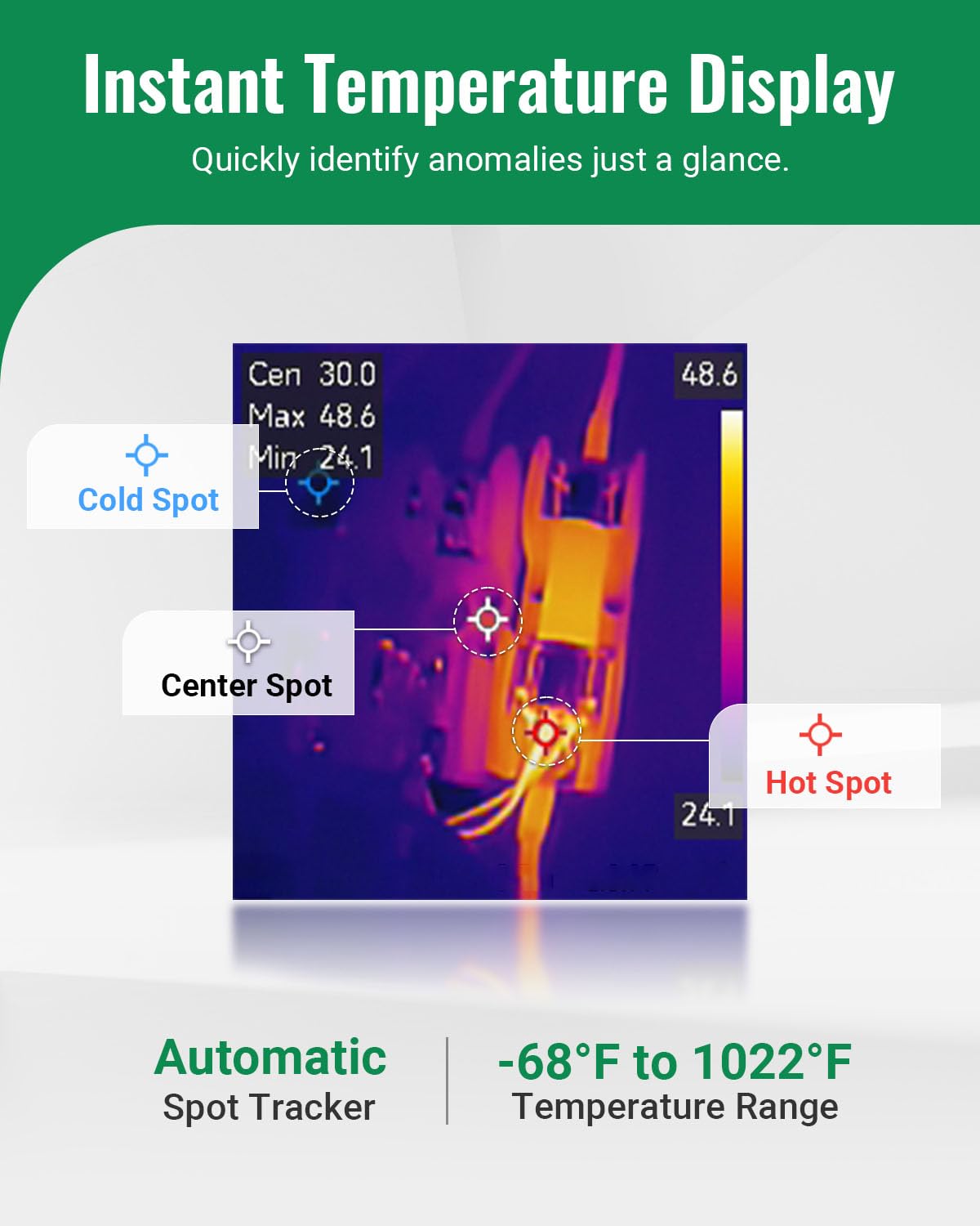 HP96 Thermal Imaging Camera, Super Resolution 240 x 240 Thermal Camera with Visual Camera, 96 x 96 IR Resolution, 3.5" Touch Screen, 25 Hz, Video and Audio Recording, 50° FOV, -4°F to 662°F