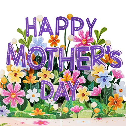 Paper Love Frndly 3D Happy Mothers Day Pop Up Card, Handcrafted - 100% Recycled and Eco-Friendly, 8" x 6" Cover - with Note Tag