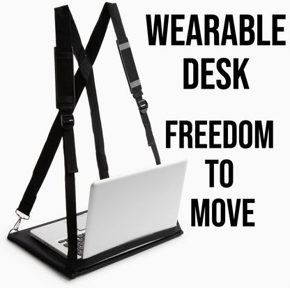 TopOffice Laptop Harness, Standing Laptop Harness, Mobile Walking Laptop Carrier, Adjustable Desk, Portable Laptop Stand, Hands Free Wearable Desk for Laptop (13") or Notebook