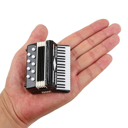 Dselvgvu Miniature Accordion with Case Mini Musical Instrument Accordion Replica Collectible Figurines Dollhouse Accessories Model Home Decoration Display Ornament (Black, 2.76"x2.36"x1.18")