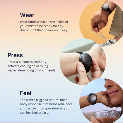 Embr Wave Cooling Bracelet - Warming Bracelet - Personalized Thermal Relief - Manage Hot Flashes, Night Sweats, Sleep, Tension - FSA HSA Eligible - Clinically Proven - Rechargeable - Black