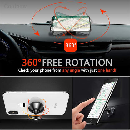 Coolpow 【2-Pack】 Magnetic Phone Holder for Car Phone Holder Mount【Strong Magnet】 Phone Mount for Car Mount for iPhone Magnetic Car Phone Holder【4 Plate】 Cell Phone Holders for Your Car Accessories