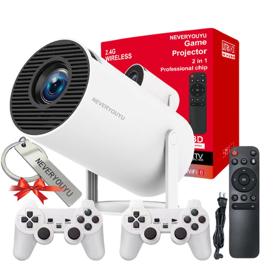 Arcade Vision Projector with Games Built in 36,000+ Retro Games, Gaming Video 2-IN-1 Projector 4K with 2 Wireless Controllers Gifts for Men/Teens/Kids