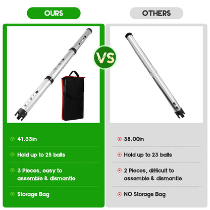 River Hill Golf Golf Ball Retriever, 3 Pieces Aluminum Alloy Picker Upper Tube w/Storage Bag, 25 Golf Balls Shagger Grabber, 41.3 Inch Ball Collector, Pickup Tool Device