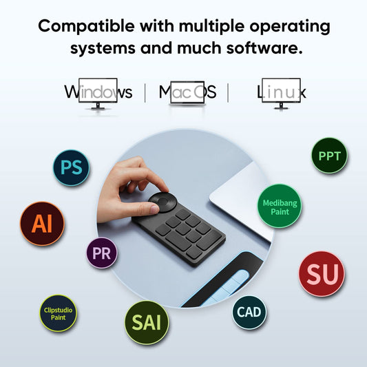 XPPen Mini Keydial ACK05 Wireless Shortcut Keyboard Bluetooth Programmable Express Remote Control with Dial & Customized Express Keys for Drawing Tablet PC MacBook Windows Images Video Editing