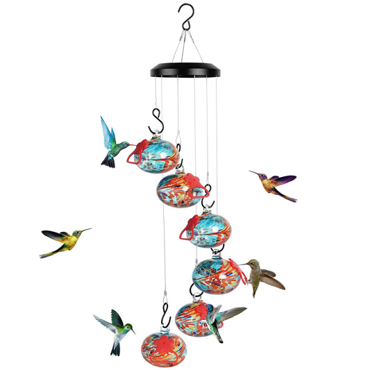 Headak Life Charming Wind Chimes Hummingbird feeders for Outdoors Hanging ant and bee Proof,Never Leak,Perfect Hummingbird Gift for People(Blue)